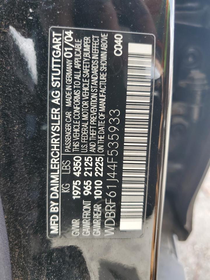 2004 Mercedes-Benz C 240 VIN: WDBRF61J44F535933 Lot: 64580565