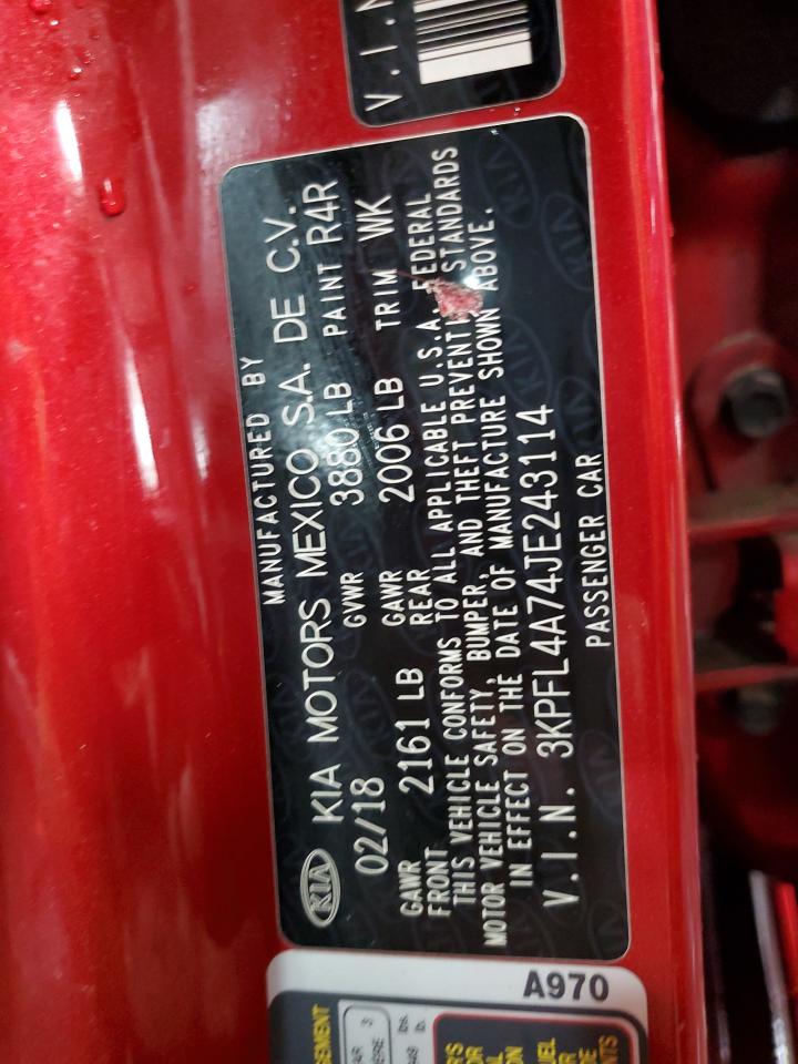 2018 Kia Forte Lx VIN: 3KPFL4A74JE243114 Lot: 65890355