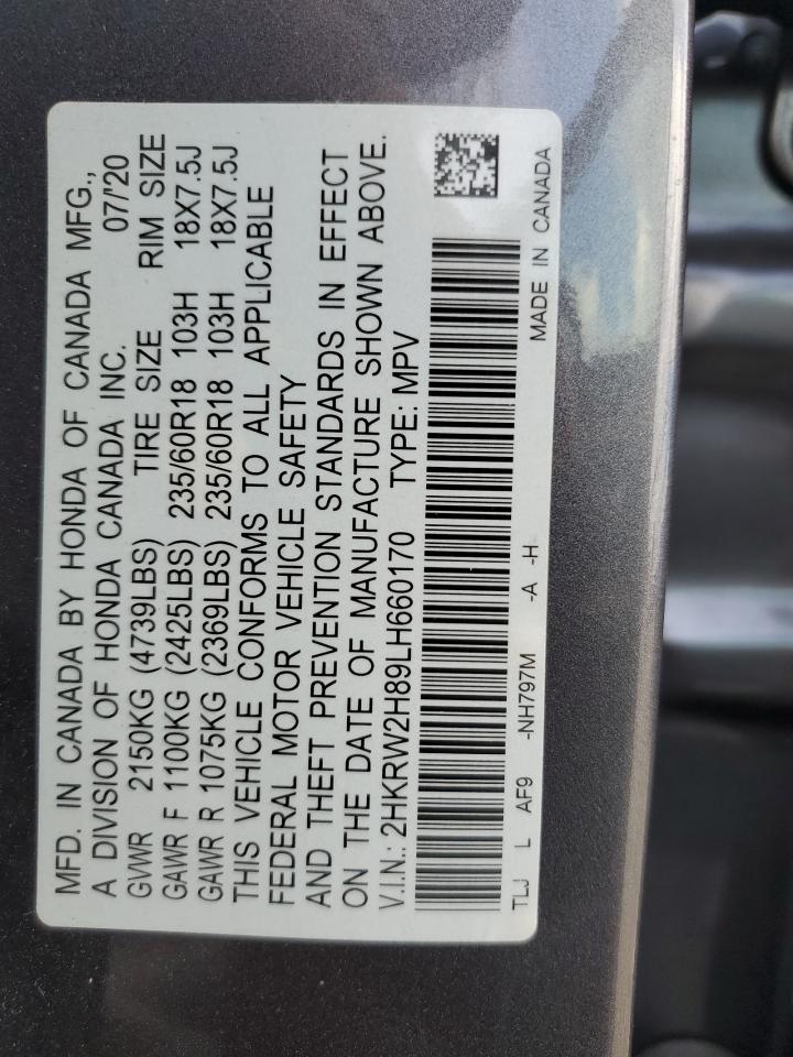 2020 Honda Cr-V Exl VIN: 2HKRW2H89LH660170 Lot: 64717735