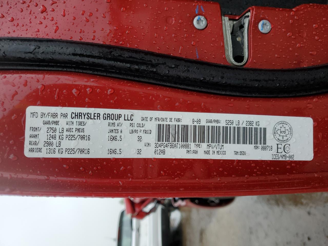 2010 Dodge Journey Se VIN: 3D4PG4FB6AT100881 Lot: 64995005