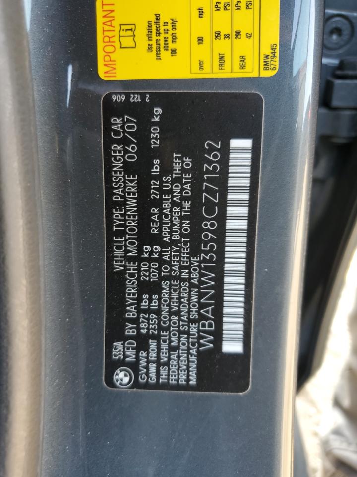 2008 BMW 535 I VIN: WBANW13598CZ71362 Lot: 63853245