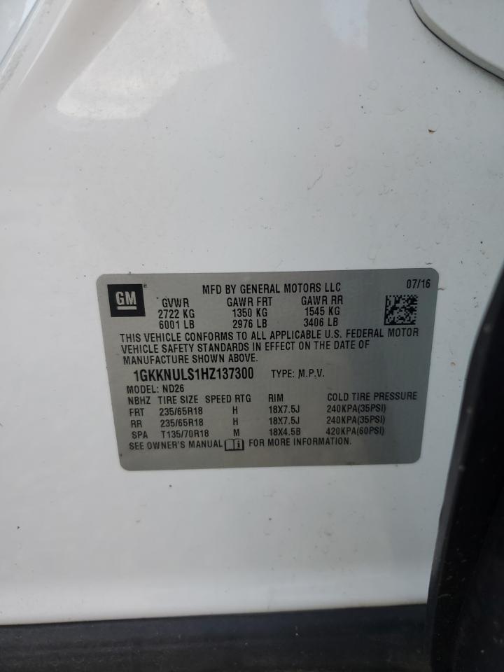 2017 GMC Acadia Slt-1 VIN: 1GKKNULS1HZ137300 Lot: 63025705