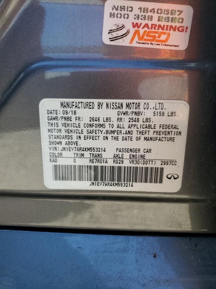 2019 Infiniti Q50 Luxe VIN: JN1EV7AR4KM553214 Lot: 66953445