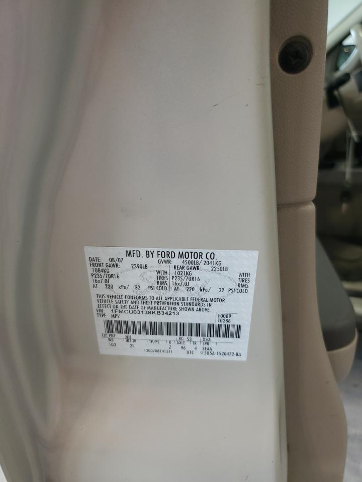 2008 Ford Escape Xlt VIN: 1FMCU03138KB34213 Lot: 65066355