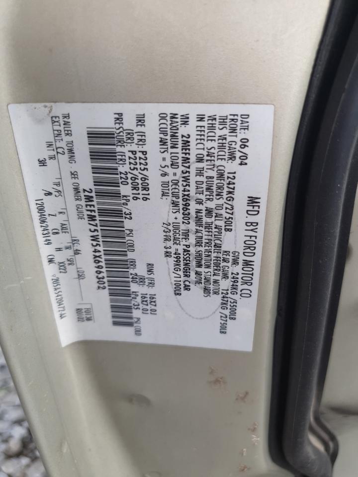2004 Mercury Grand Marquis Ls VIN: 2MEFM75W54X696302 Lot: 65402805