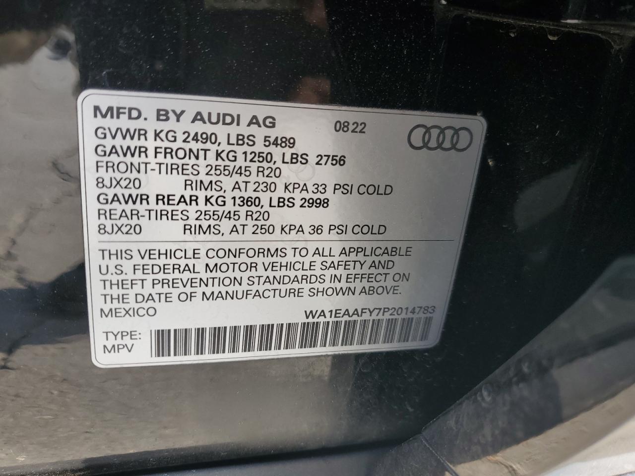 2023 Audi Q5 Premium Plus 45 VIN: WA1EAAFY7P2014783 Lot: 64844305