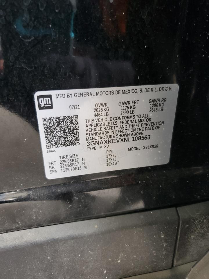 2022 Chevrolet Equinox Lt VIN: 3GNAXKEVXNL108563 Lot: 65046945