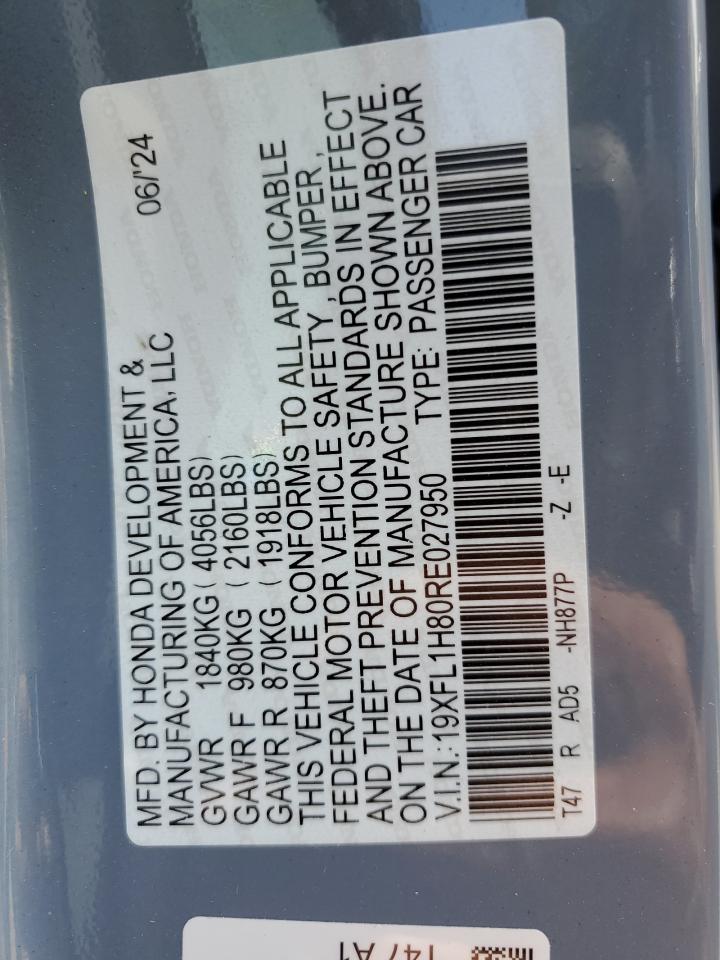 2024 Honda Civic Sport Touring VIN: 19XFL1H80RE027950 Lot: 64097755