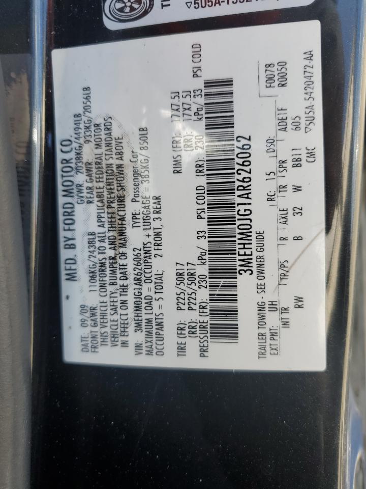 2010 Mercury Milan Premier VIN: 3MEHM0JG1AR626062 Lot: 64110215