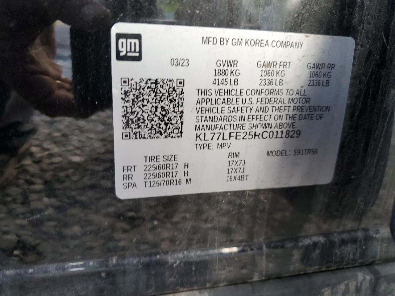 2024 Chevrolet Trax Ls VIN: KL77LFE25RC011829 Lot: 63186655