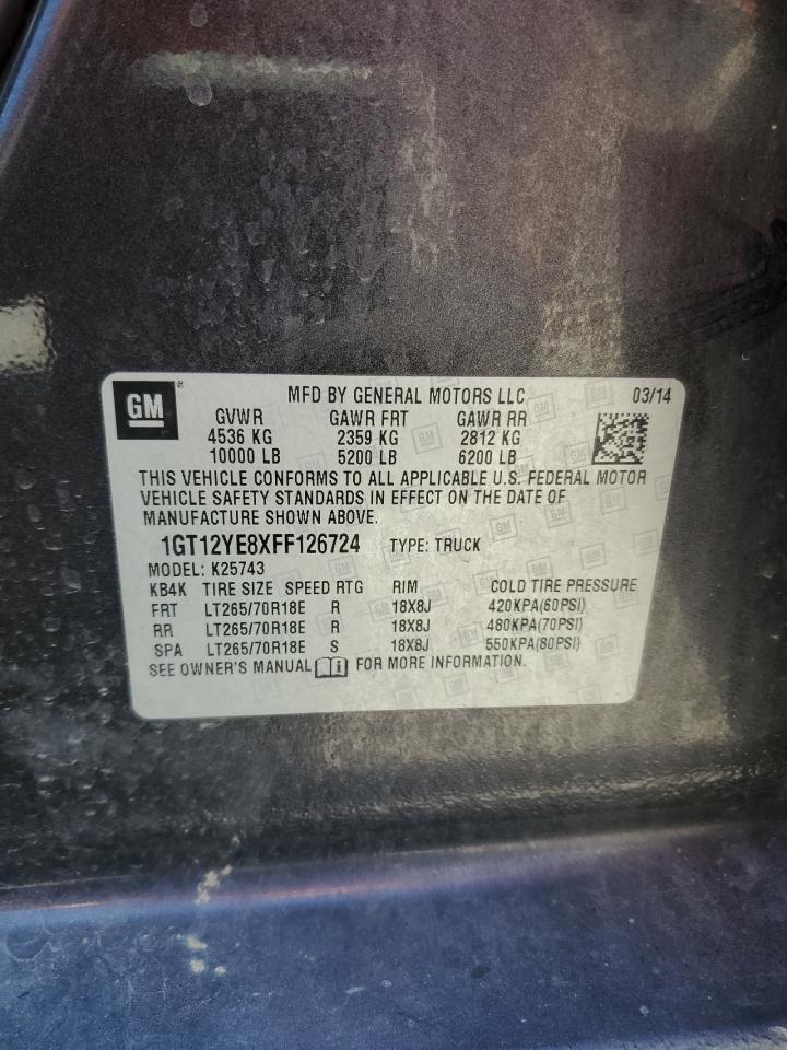 2015 GMC Sierra K2500 Sle VIN: 1GT12YE8XFF126724 Lot: 64289325