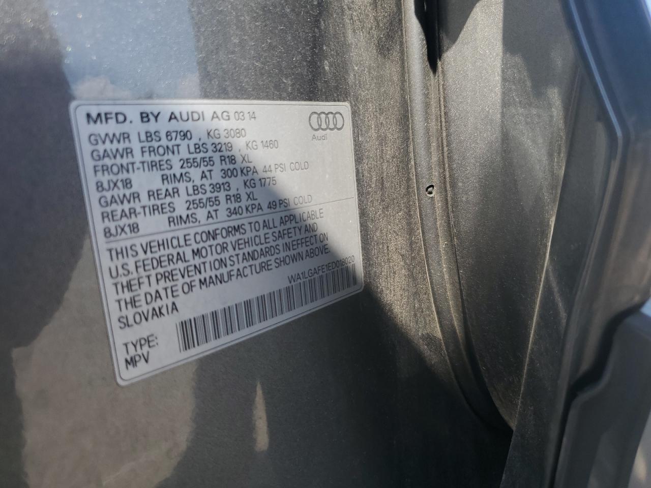 2014 Audi Q7 Premium Plus VIN: WA1LGAFE1ED018020 Lot: 64580175