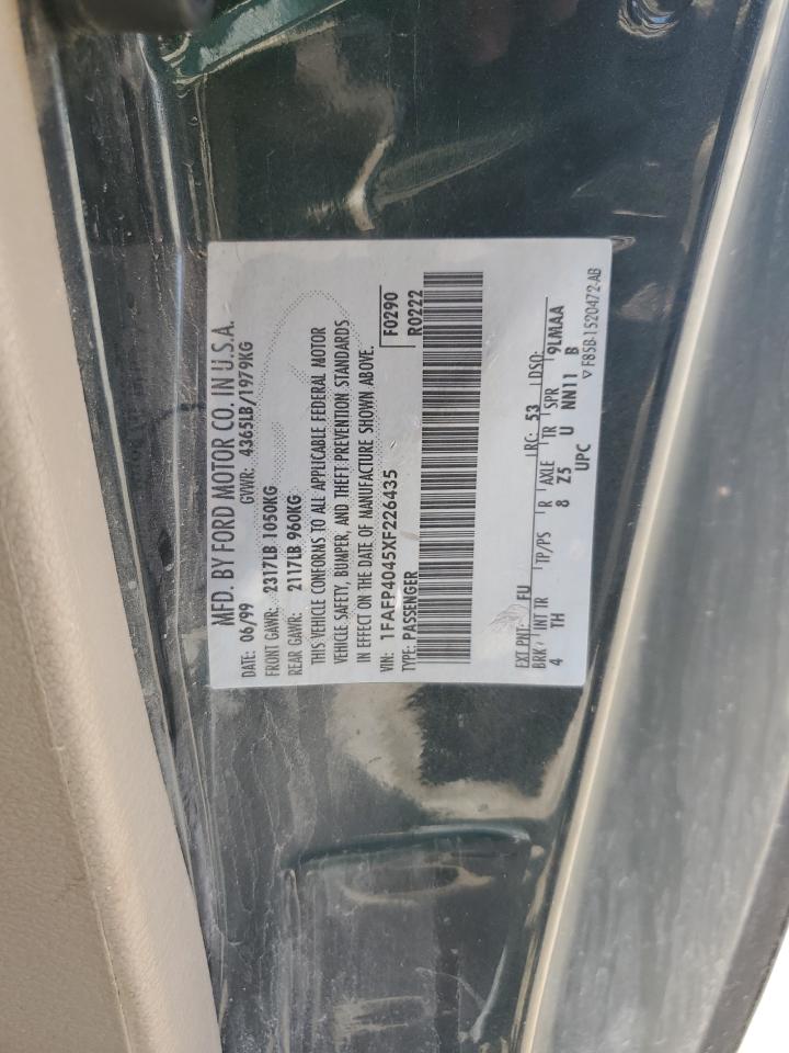 1999 Ford Mustang VIN: 1FAFP4045XF226435 Lot: 63528555