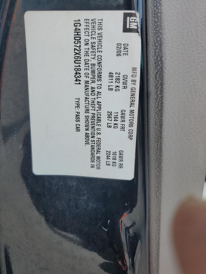 2006 Buick Lucerne Cxl VIN: 1G4HD572X6U184341 Lot: 63396365