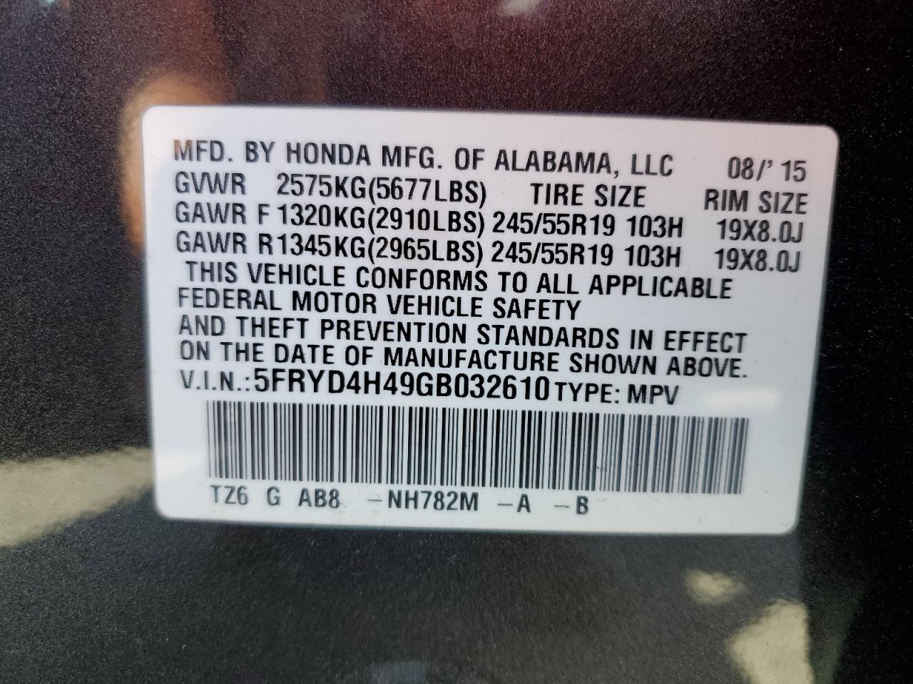 5fryd4h49gb032610 5FRYD4H49GB032610 2016 Acura Mdx Technology