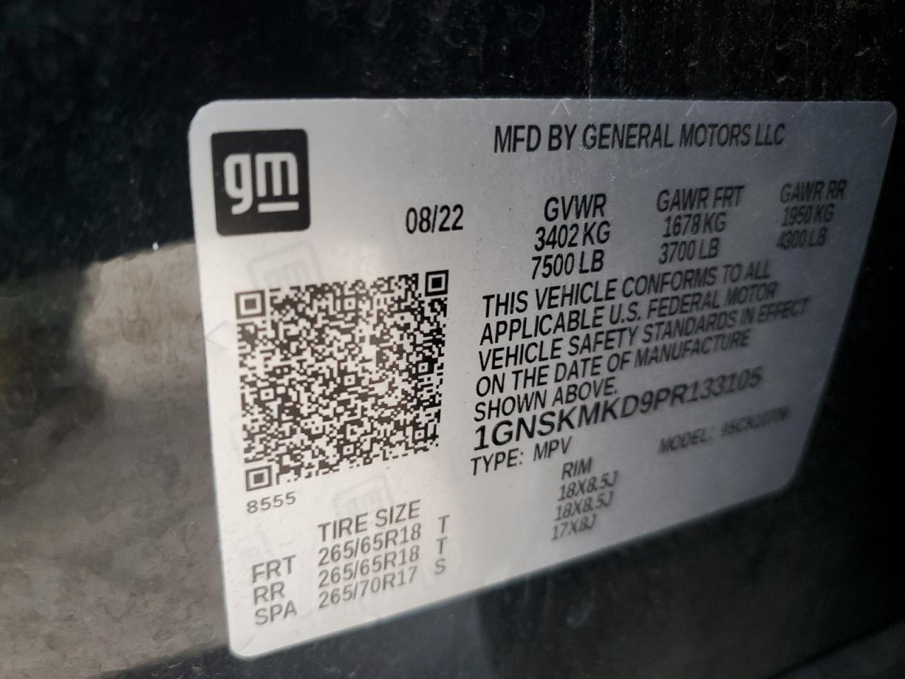 2023 Chevrolet Tahoe K1500 Ls VIN: 1GNSKMKD9PR133105 Lot: 66335645