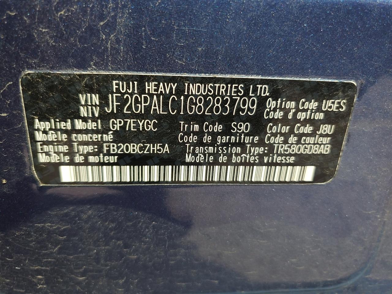 2016 Subaru Crosstrek Limited VIN: JF2GPALC1G8283799 Lot: 64451905