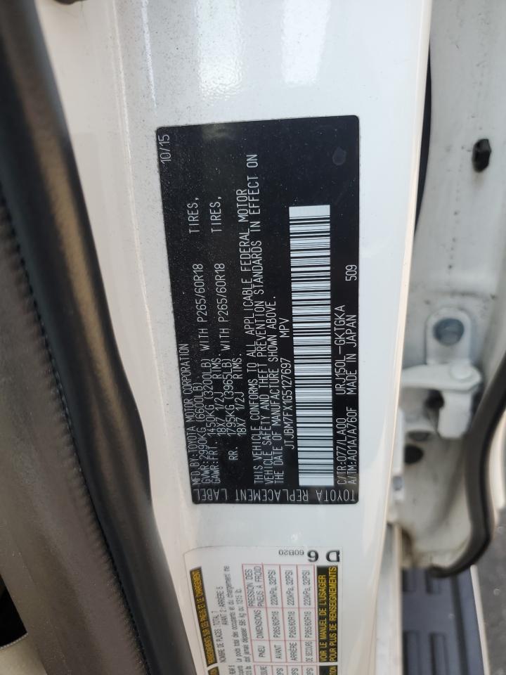 2016 Lexus Gx 460 VIN: JTJBM7FX1G5127697 Lot: 65290735