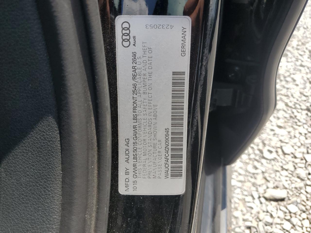 2016 Audi A6 Premium VIN: WAUCFAFC4GN090945 Lot: 62632035