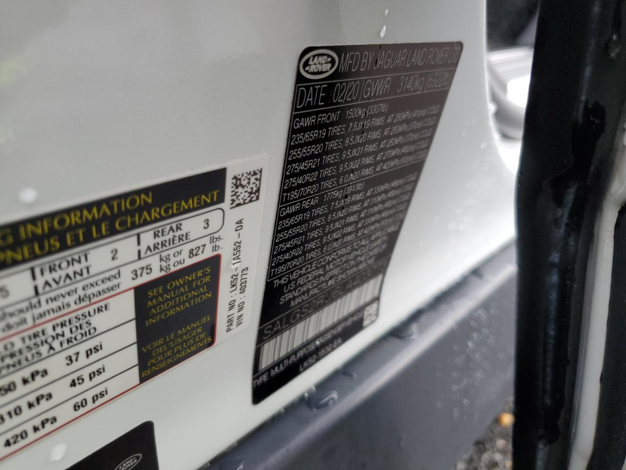 2020 Land Rover Range Rover Hse VIN: SALGS2RU6LA403773 Lot: 63311405
