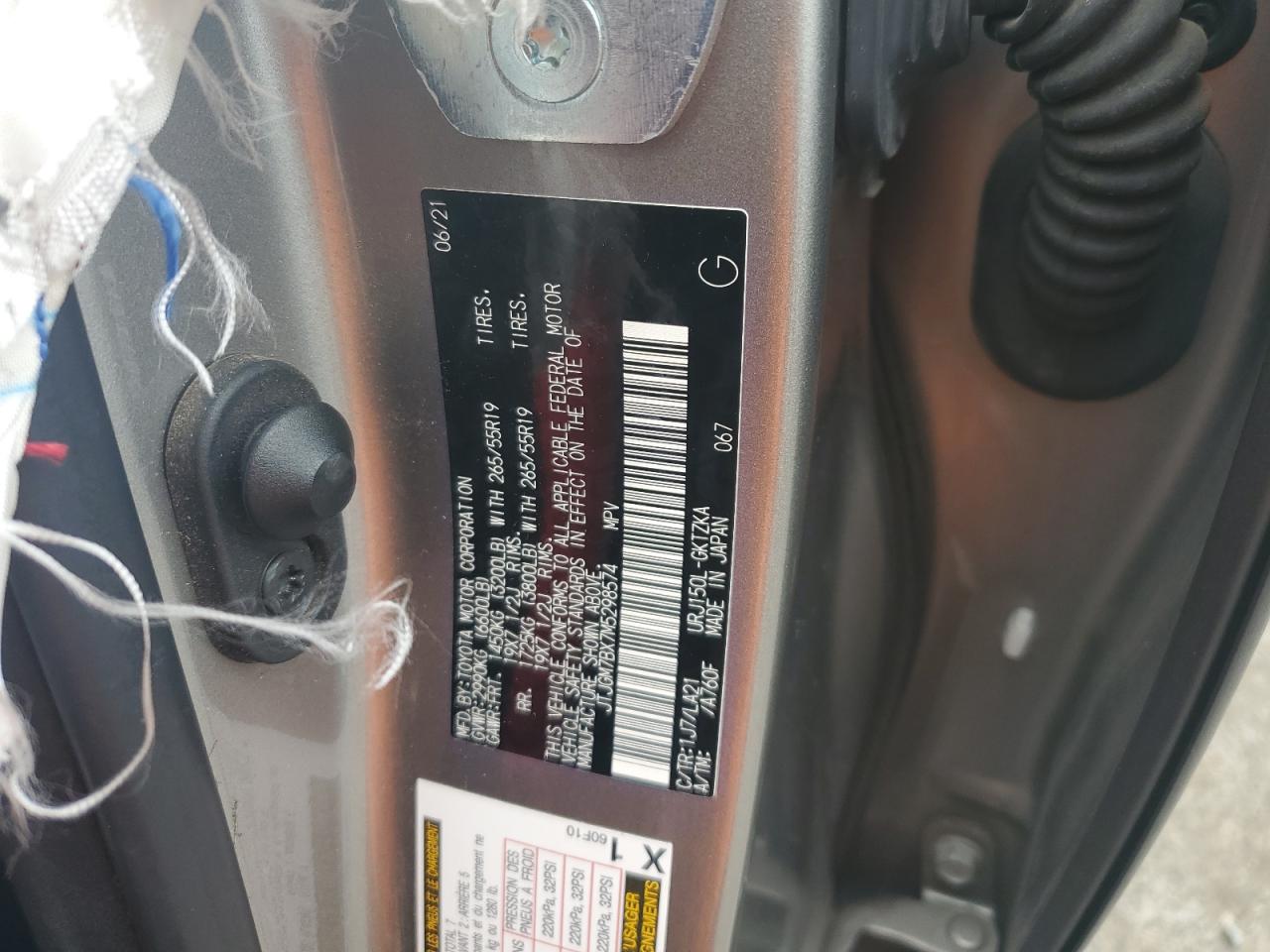 2021 Lexus Gx 460 Luxury VIN: JTJGM7BX7M5298574 Lot: 64584025