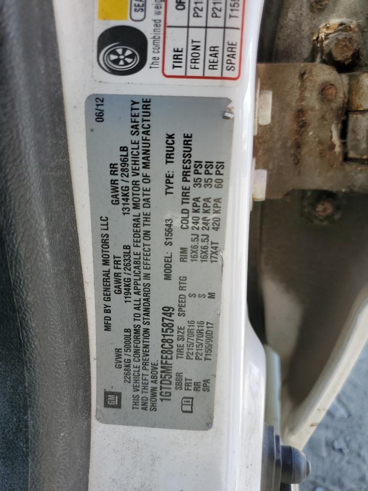 2012 GMC Canyon Sle VIN: 1GTD5MFE8C8158749 Lot: 63556045