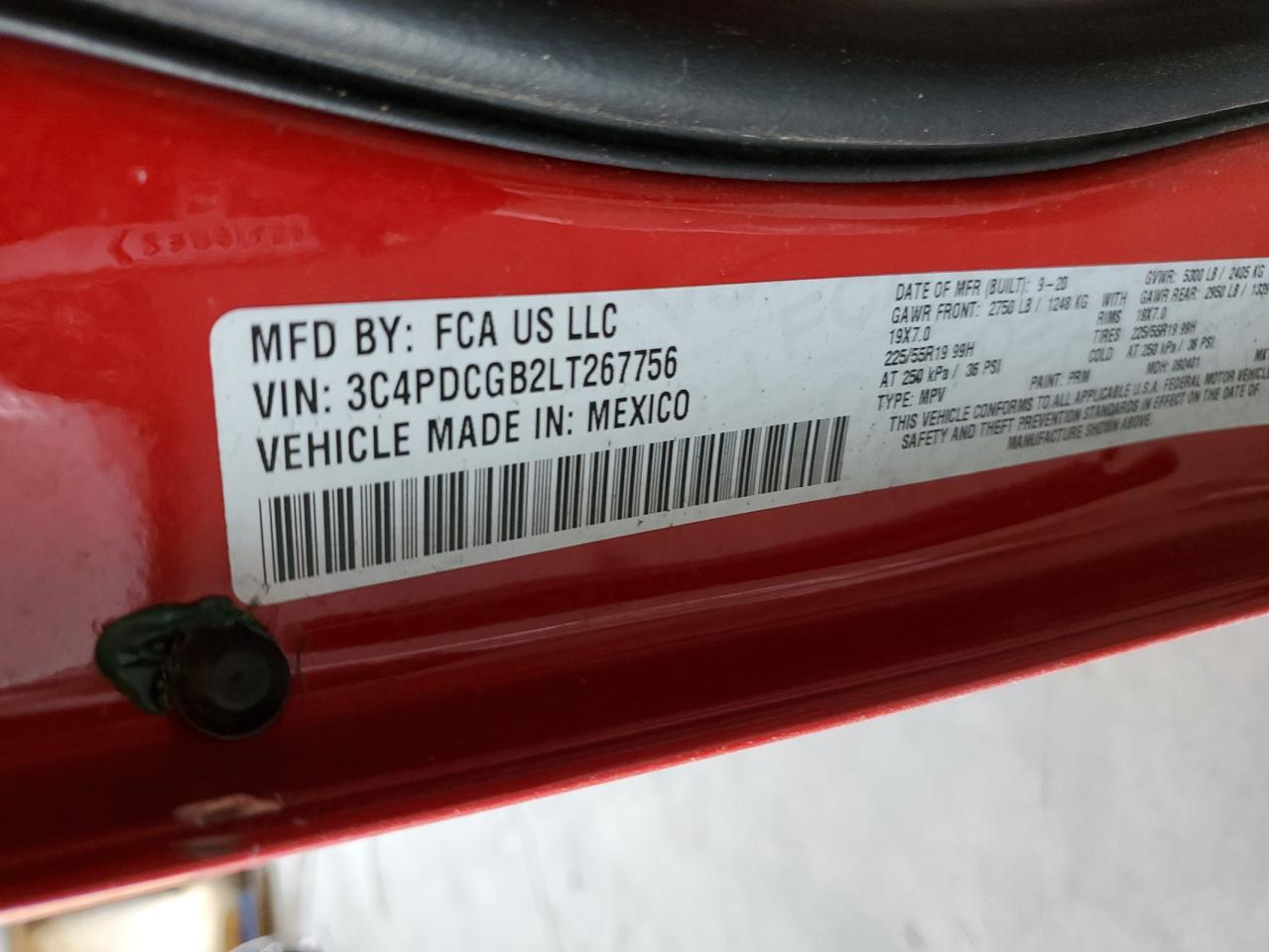 2020 Dodge Journey Crossroad VIN: 3C4PDCGB2LT267756 Lot: 62808005