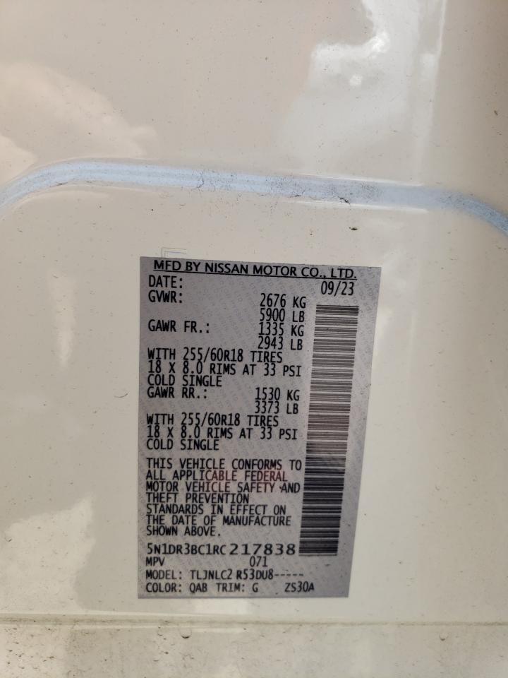 2024 Nissan Pathfinder Sv VIN: 5N1DR3BC1RC217838 Lot: 64445885