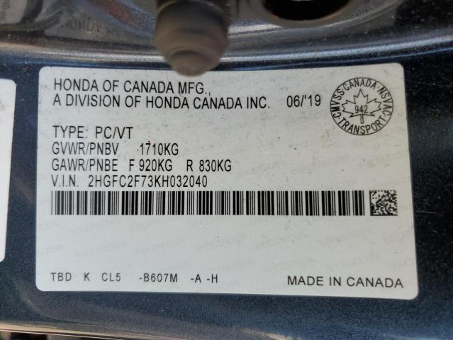 2019 HONDA CIVIC EX  