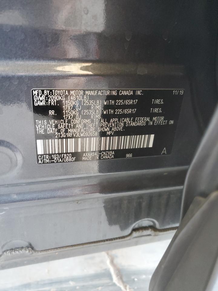 2020 Toyota Rav4 Le VIN: 2T3G1RFV3LW092658 Lot: 64645475