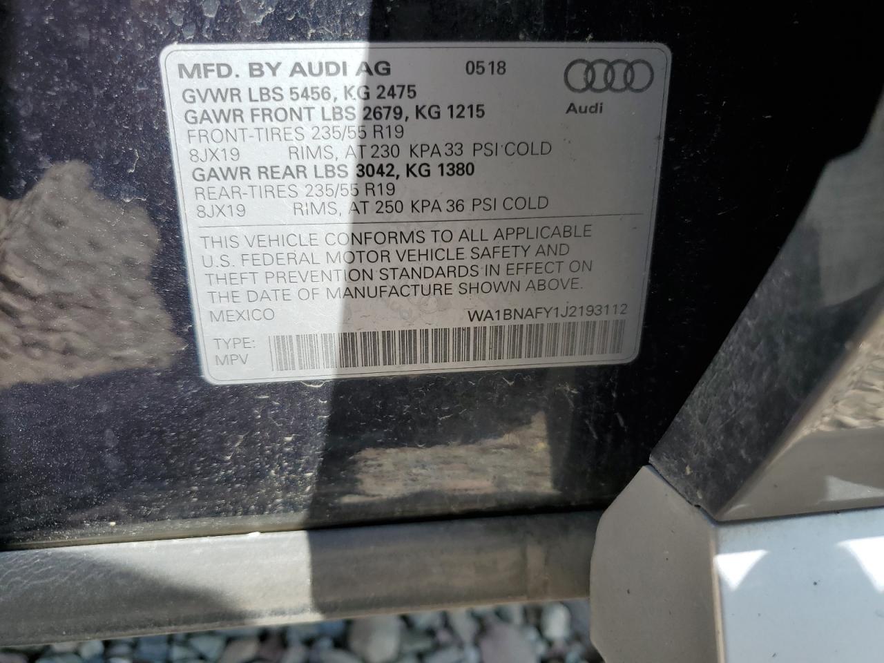 2018 Audi Q5 Premium Plus VIN: WA1BNAFY1J2193112 Lot: 64220455