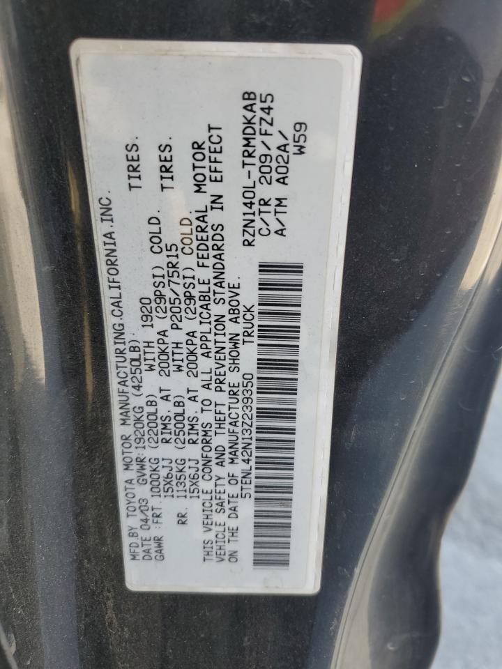 2003 Toyota Tacoma VIN: 5TENL42N13Z239350 Lot: 62288575