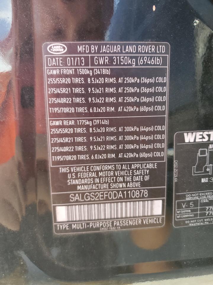 SALGS2EF0DA110878 2013 Land Rover Range Rover Supercharged