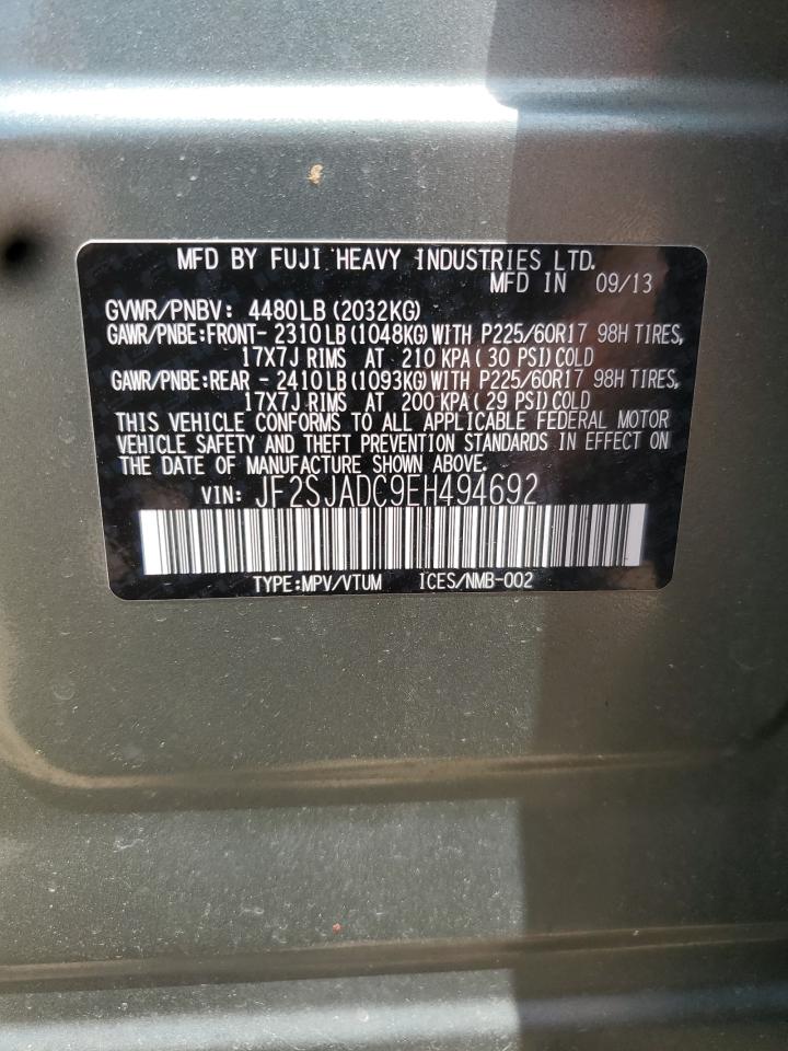 2014 Subaru Forester 2.5I Premium VIN: JF2SJADC9EH494692 Lot: 62826525