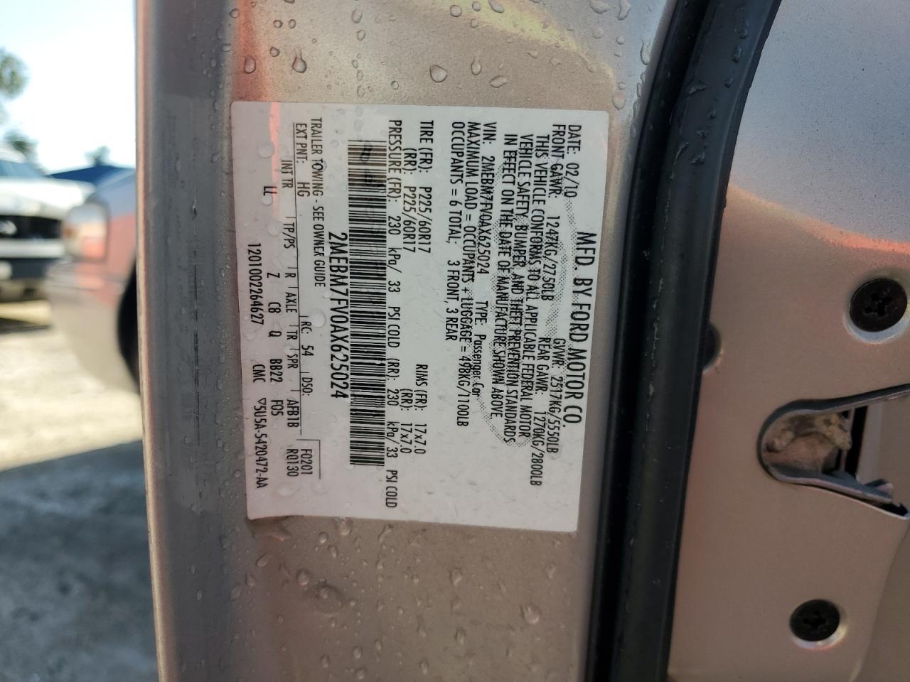 2010 Mercury Grand Marquis Ls VIN: 2MEBM7FV0AX625024 Lot: 64279035