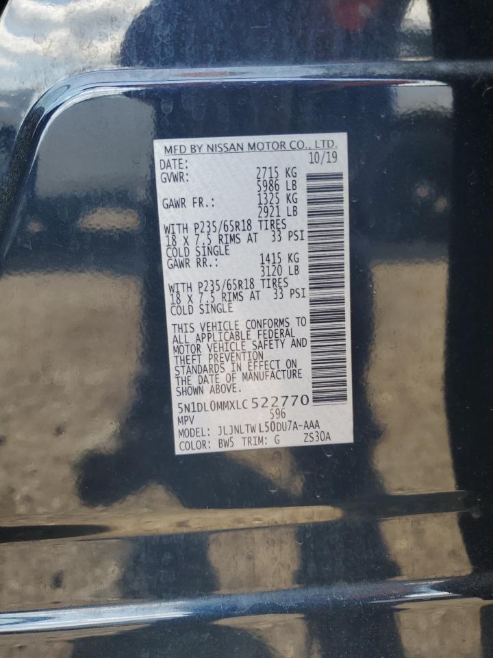 2020 Infiniti Qx60 Luxe VIN: 5N1DL0MMXLC522770 Lot: 64063355