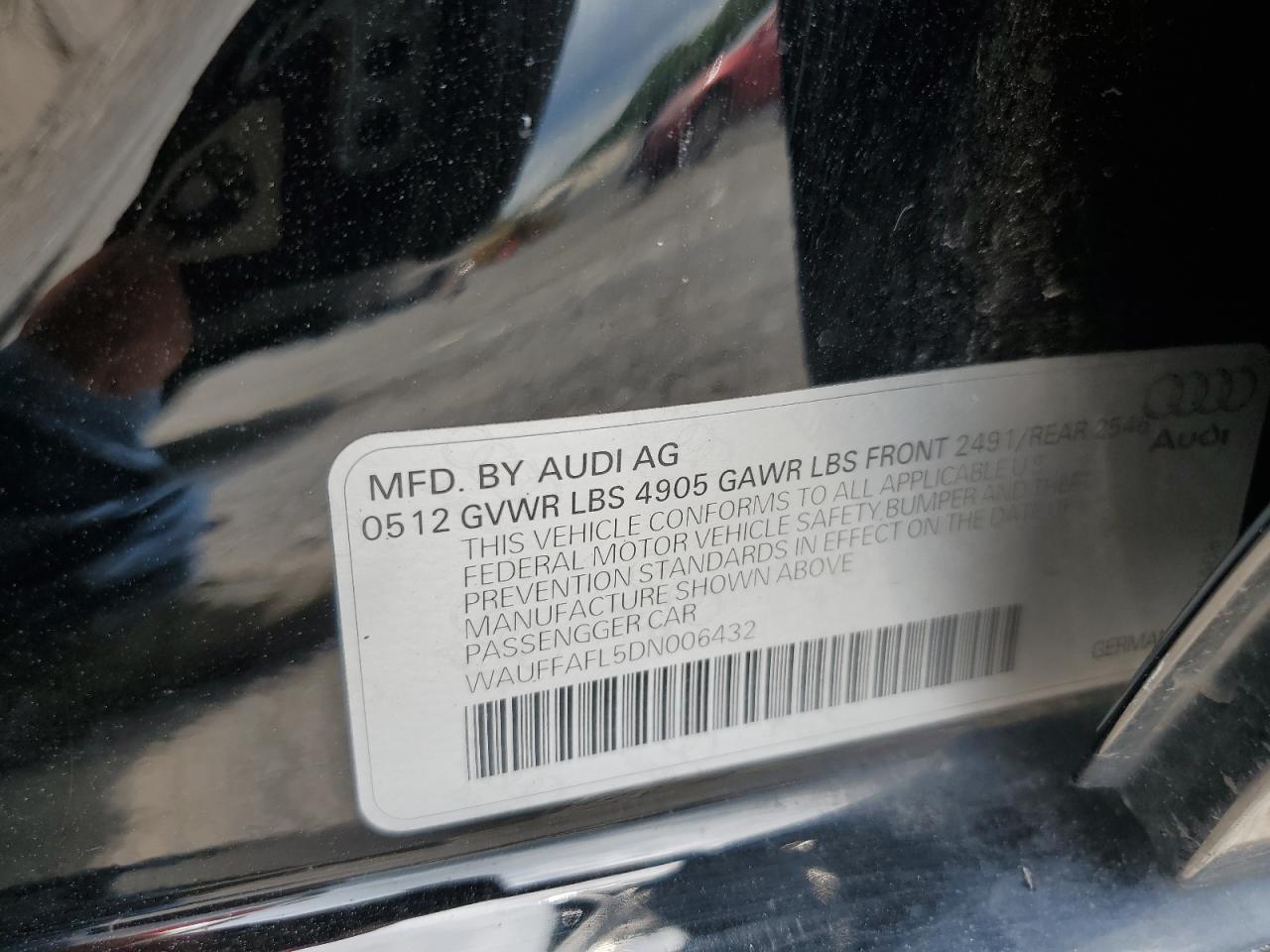 2013 Audi A4 Premium Plus VIN: WAUFFAFL5DN006432 Lot: 65149395