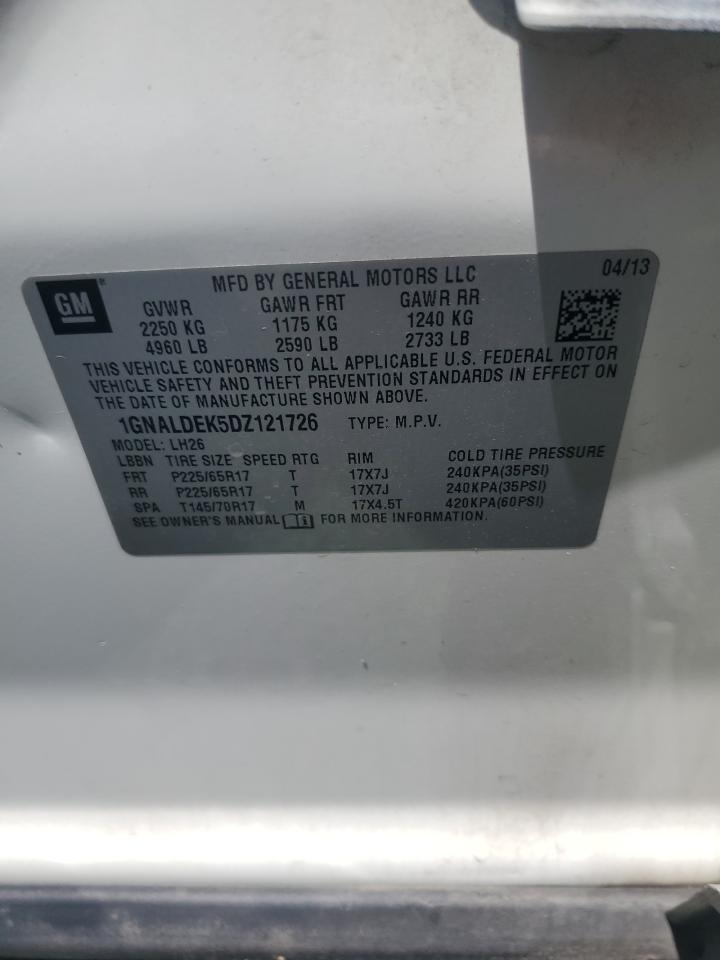 2013 Chevrolet Equinox Lt VIN: 1GNALDEK5DZ121726 Lot: 64207865