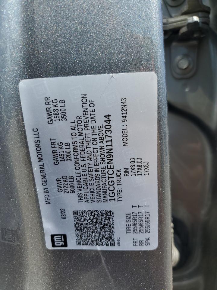 2022 Chevrolet Colorado Lt VIN: 1GCGTCEN9N1173044 Lot: 64514145