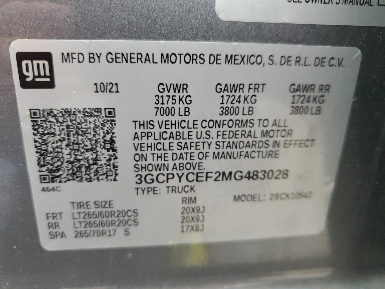 2021 Chevrolet Silverado K1500 Trail Boss Custom VIN: 3GCPYCEF2MG483028 Lot: 64559745