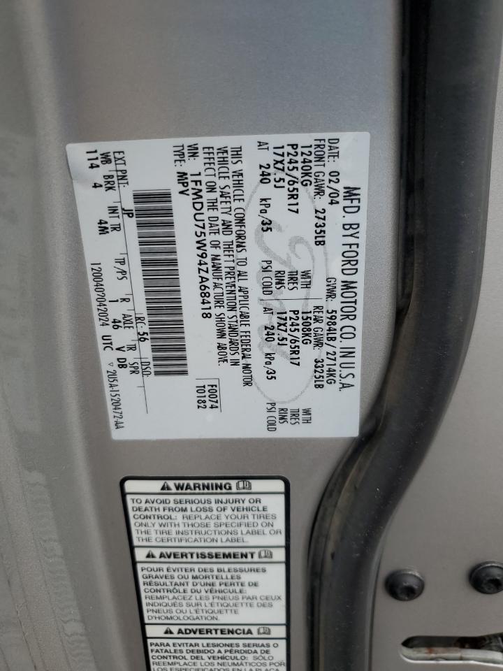 2004 Ford Explorer Limited VIN: 1FMDU75W94ZA68418 Lot: 65062085