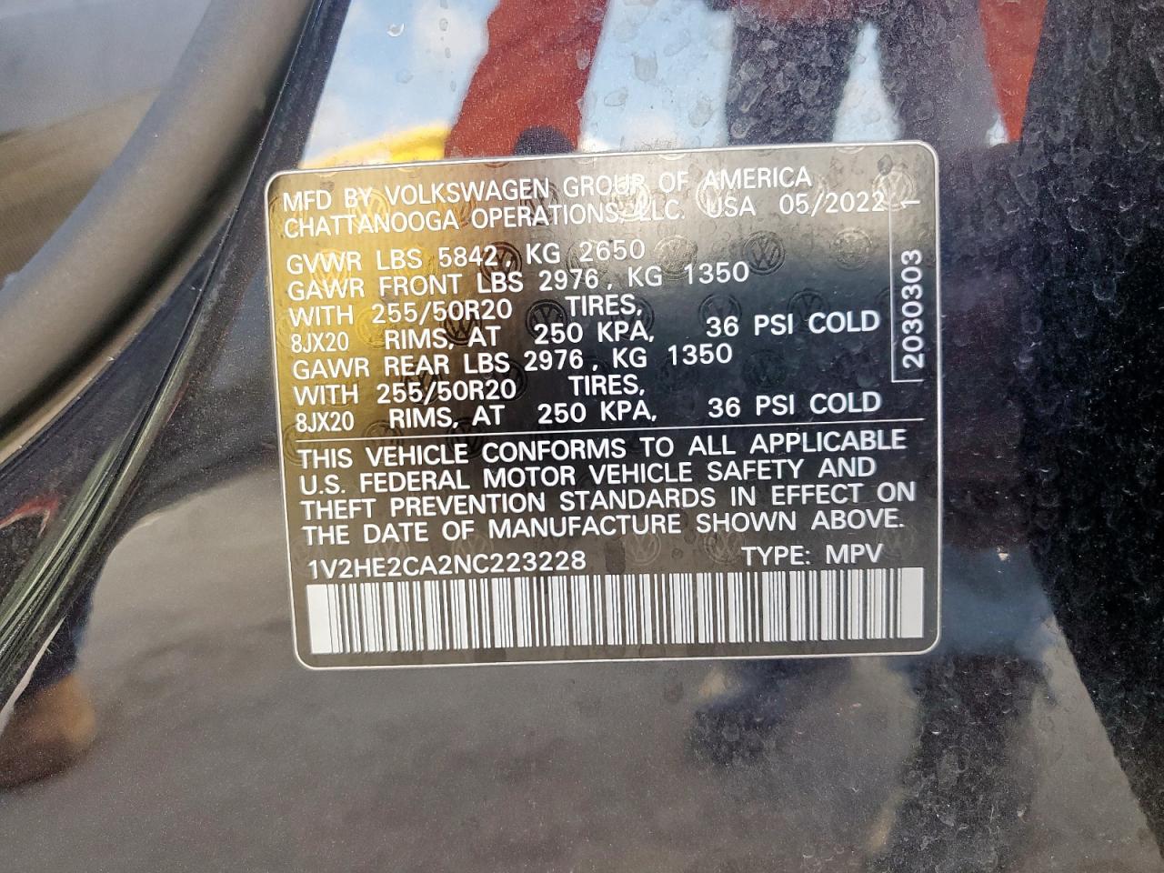 1v2he2ca2nc223228 1V2HE2CA2NC223228 2022 Volkswagen Atlas Cross Sport Se