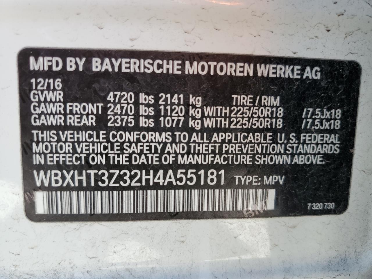 2017 BMW X1 xDrive28I VIN: WBXHT3Z32H4A55181 Lot: 64253955