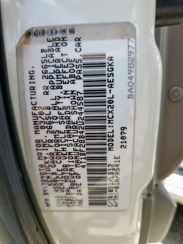 2002 Toyota Avalon Xl VIN: 4T1BF28B42U244587 Lot: 65151955