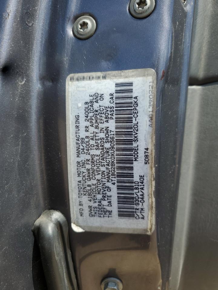 1999 Toyota Camry Ce VIN: 4T1BG28K0XU905617 Lot: 63076675