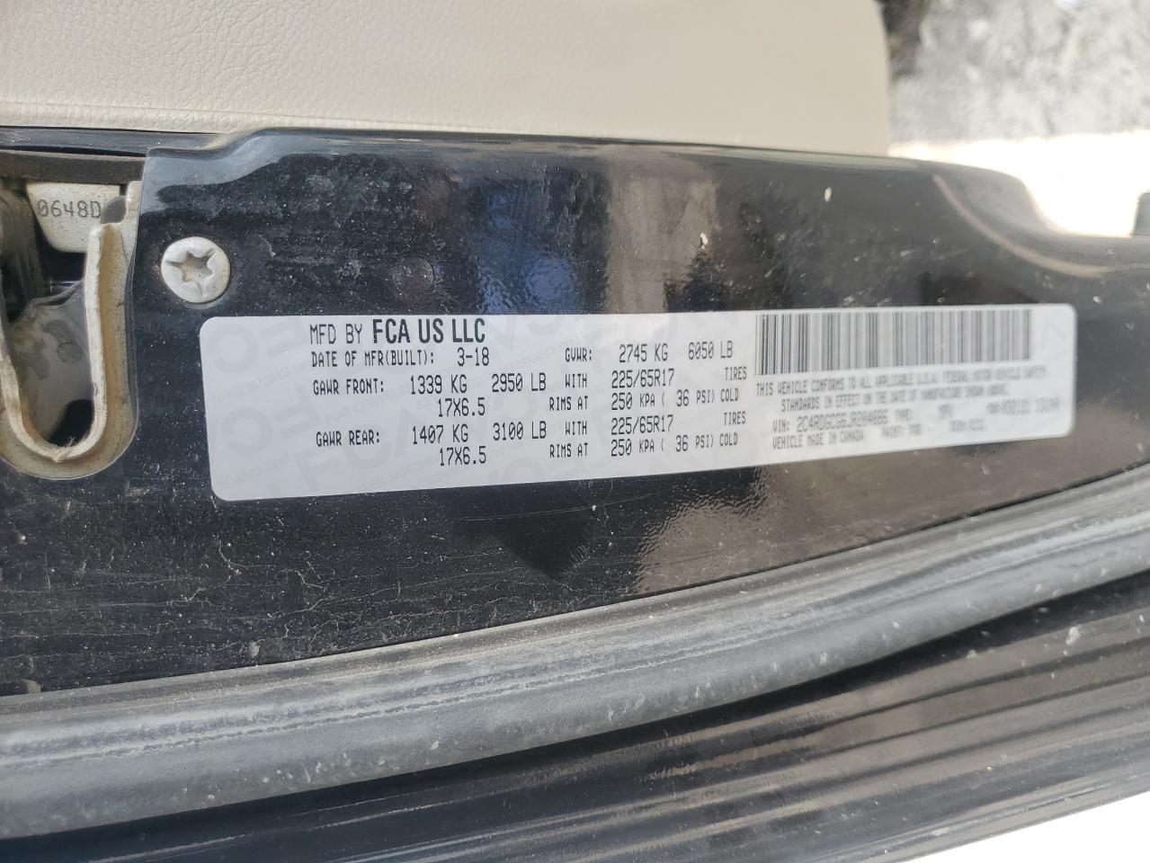 2018 Dodge Grand Caravan Sxt VIN: 2C4RDGCG6JR204886 Lot: 64059815