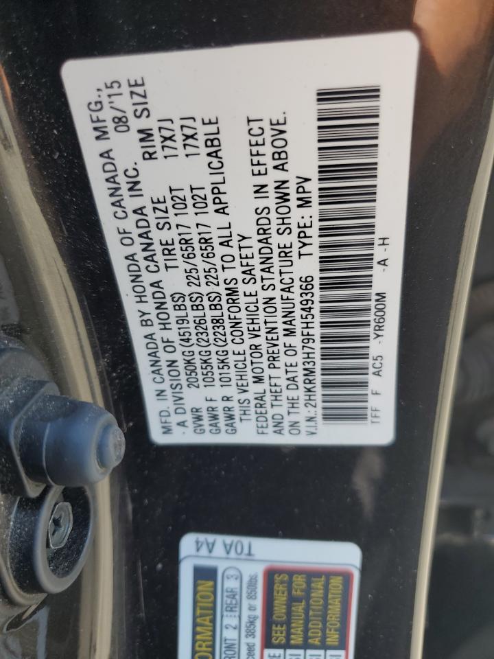 2015 Honda Cr-V Exl VIN: 2HKRM3H79FH549366 Lot: 66514865