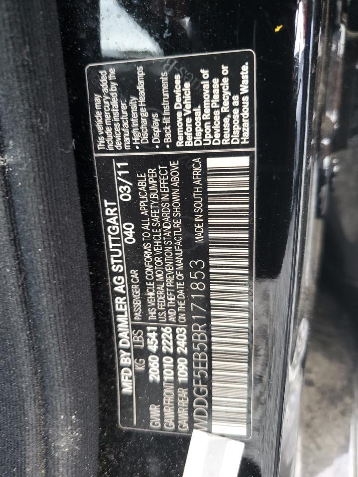 2011 Mercedes-Benz C 300 VIN: WDDGF5EB5BR171853 Lot: 63375495