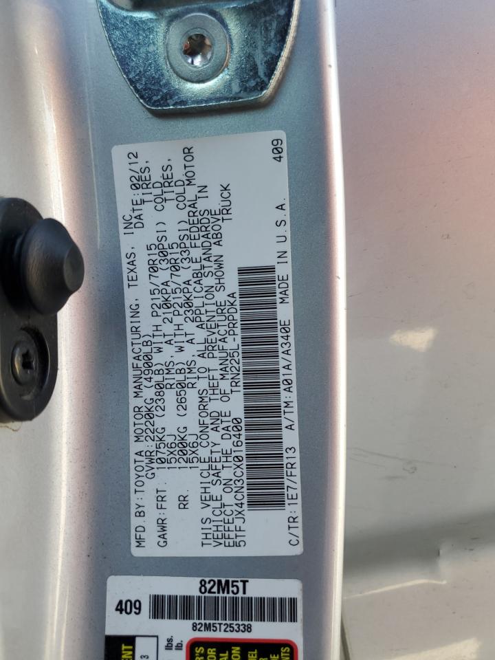 2012 Toyota Tacoma Double Cab VIN: 5TFJX4CN3CX016400 Lot: 64426385
