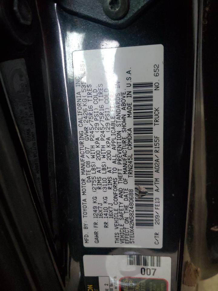 2008 Toyota Tacoma Access Cab VIN: 5TEUX42N58Z480688 Lot: 64125635